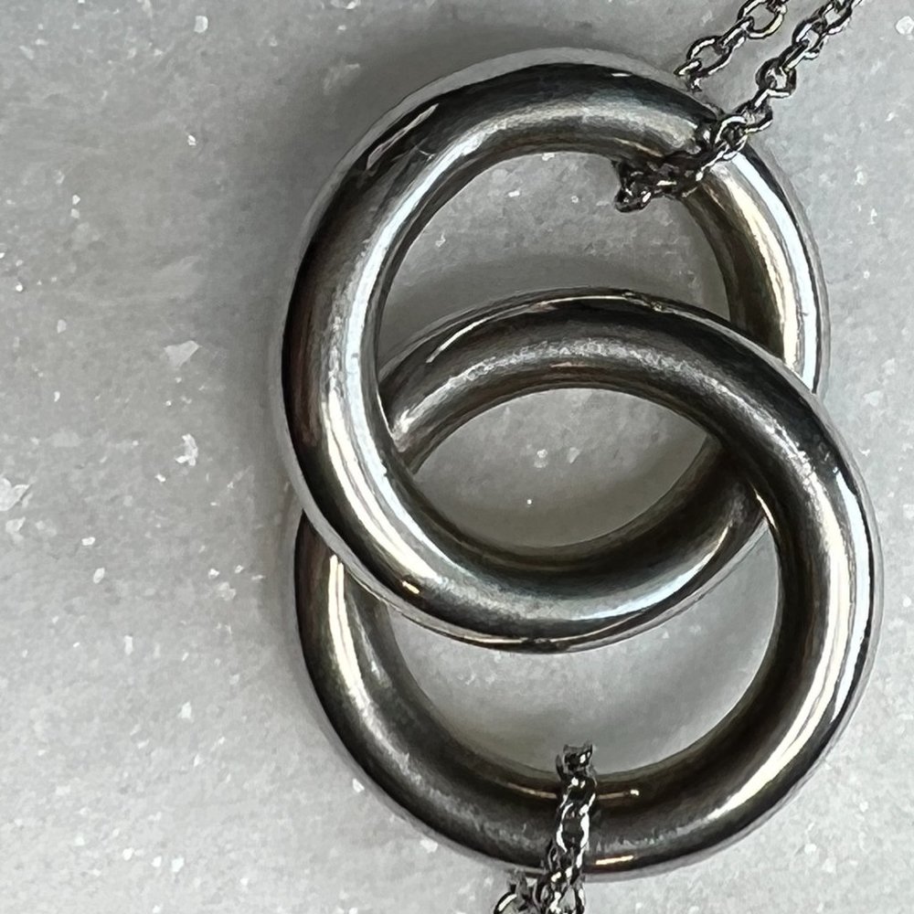 Sterling Silver 925 Interlocking Rings Necklace - image 3